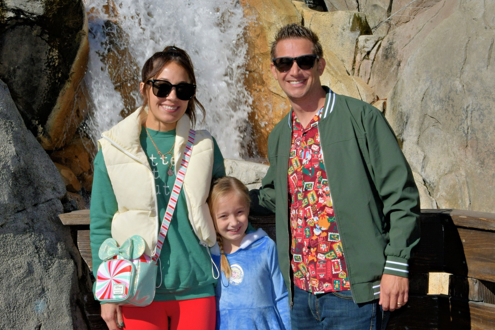 Disneyland outfit check! 
Womens cream crop puffer vest. 
Red jumpsuit. 
Girls Christmas Elsa dress. 
Dark green bomber jacket. 
Disney loungefly crossbody bag  

#LTKHoliday #LTKCyberWeek #LTKSeasonal