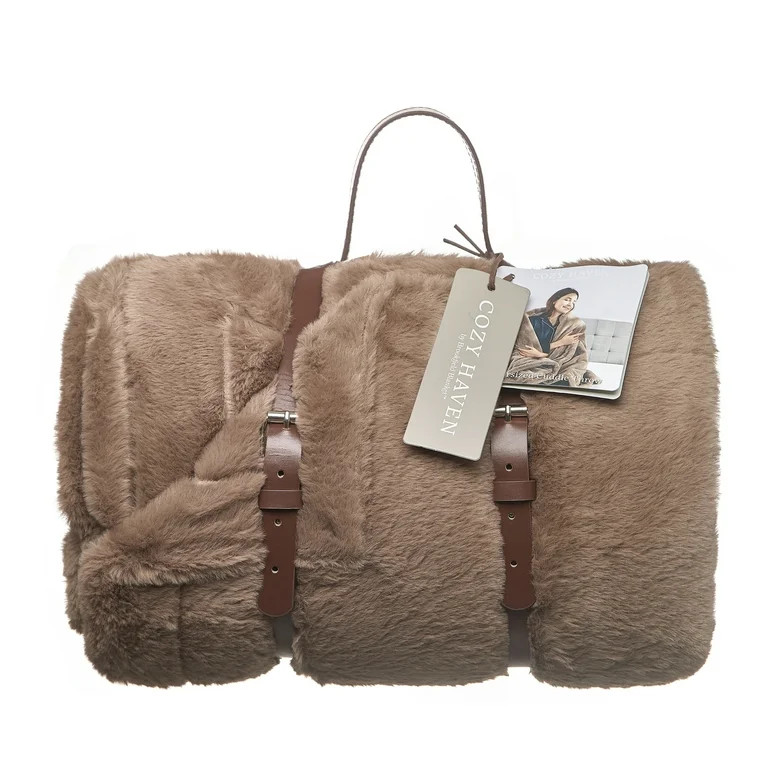 Cozy Haven Faux Fur Throw Blanket for Adults, Taupe, 50" x 72" | Walmart (US)