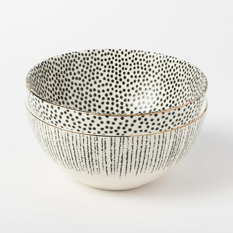 Thyme & Table Assorted Dot & Riley Collections 2-Piece Ceramic Large Bowls | Walmart (US)