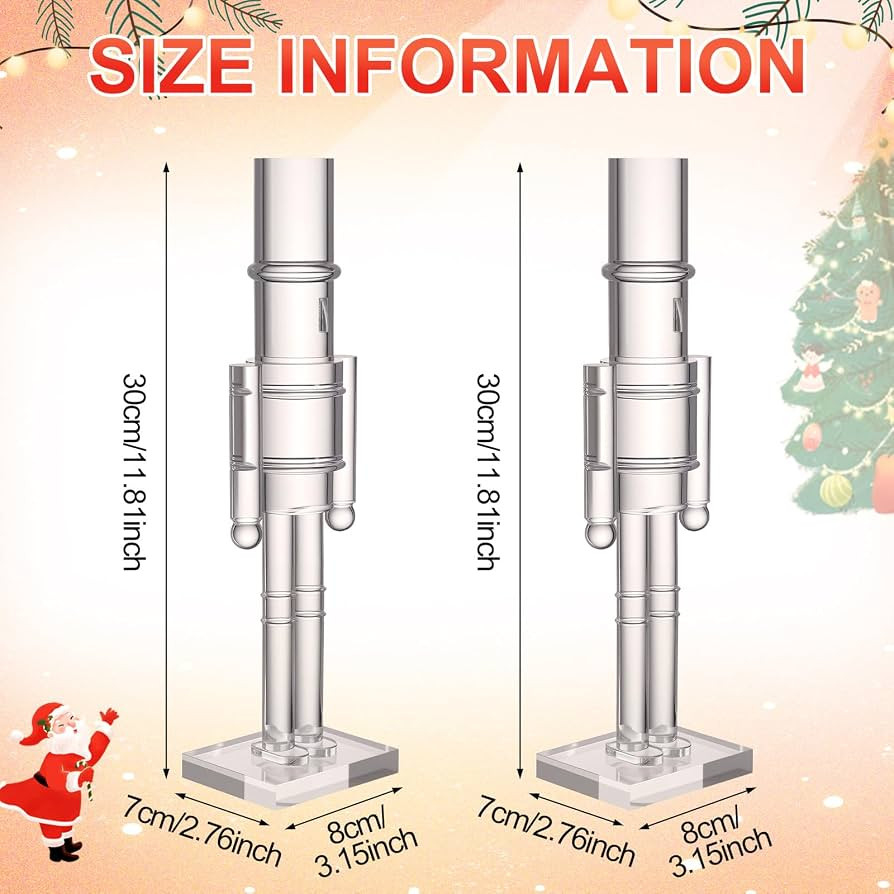 Thyle 2 Pack Acrylic Christmas Nutcracker Set, Clear, 16 Inch, 12 Inch | Amazon (US)