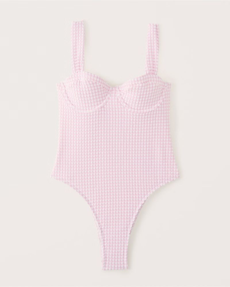 Pleated Strap Underwire One-Piece Swimsuit | Abercrombie & Fitch (US)