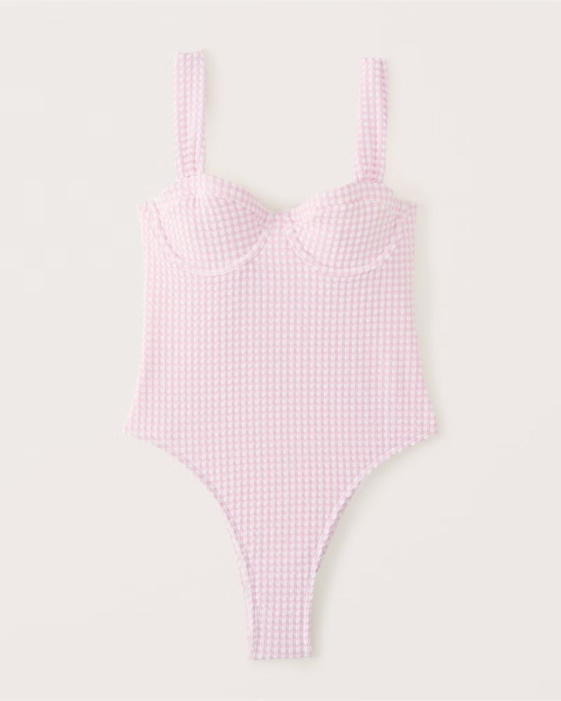 Women's Pleated Strap Underwire One-Piece Swimsuit | Women's | Abercrombie.com | Abercrombie & Fitch (US)