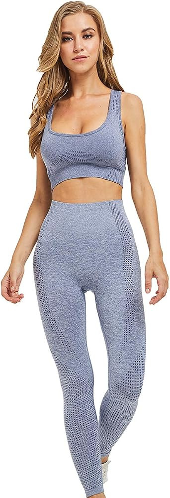 Toplook Women Seamless Yoga Workout Set 2Pcs Outfits Gym Leggings and Sports Bra | Amazon (US)