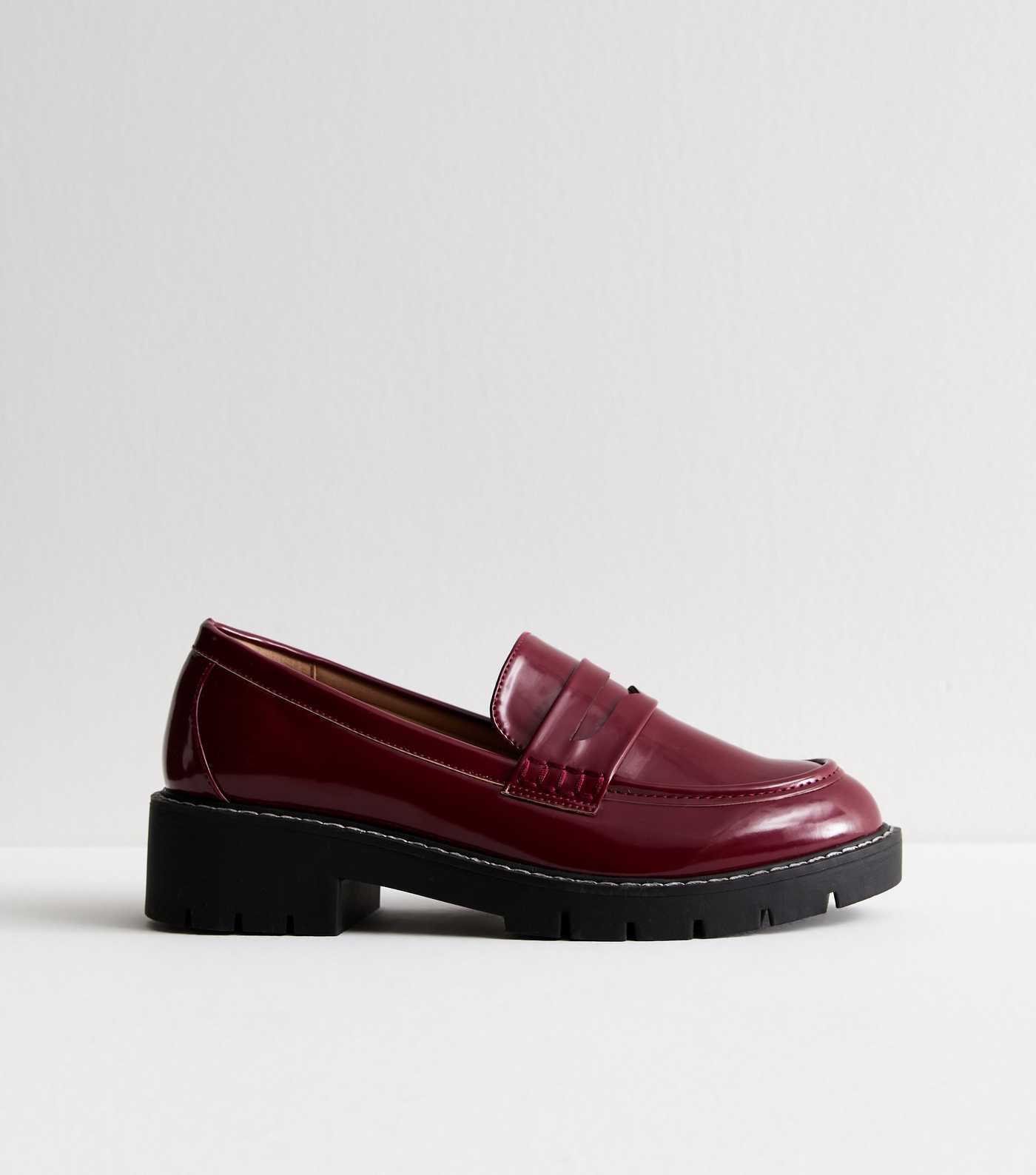 Wide Fit Burgundy Leather-Look Chunky Loafers
						
						Add to Saved Items
						Remove from S... | New Look (UK)