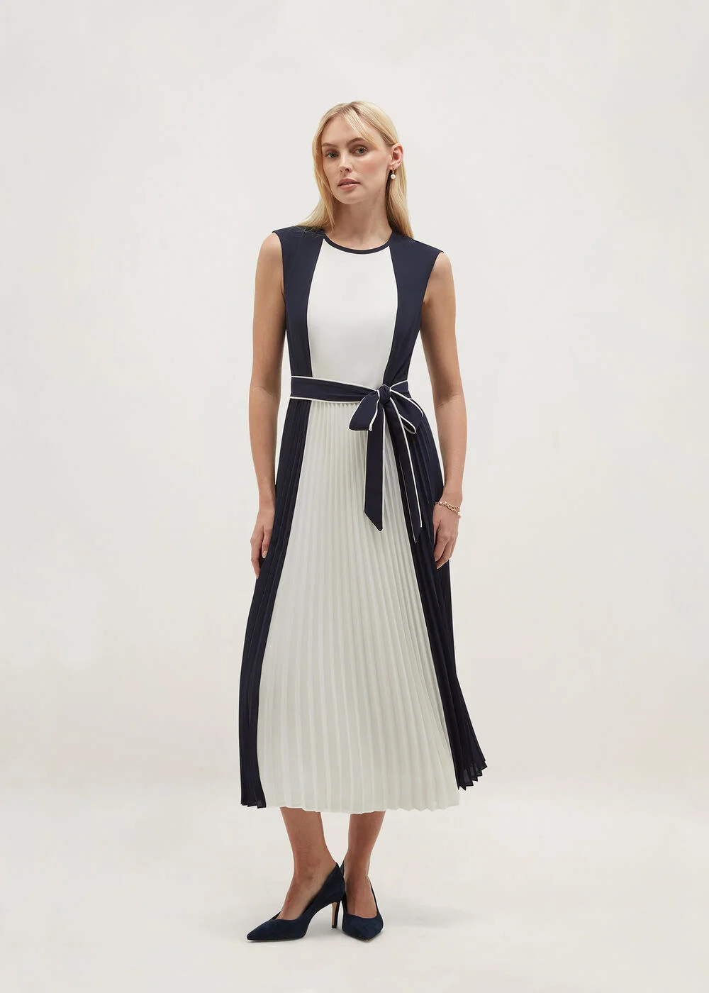 Hattie Pleated Colourblock Dress | Hobbs UK | | Hobbs