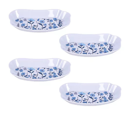 Temp-tations Set of 4 Melamine Hot Dog Plates - QVC.com | QVC