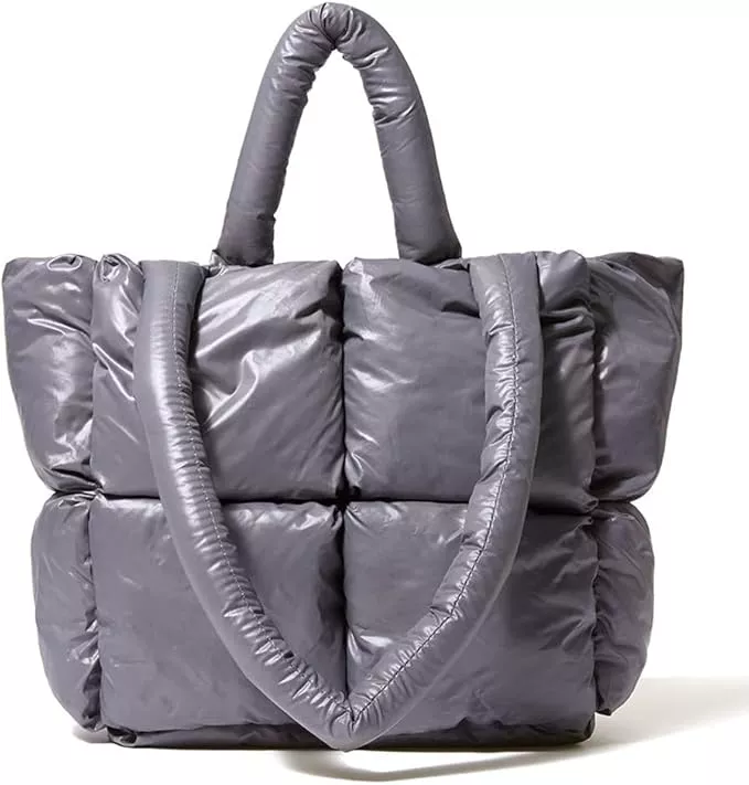  Large Puffer Tote Bag, Trendy Luxury Chic Quilted