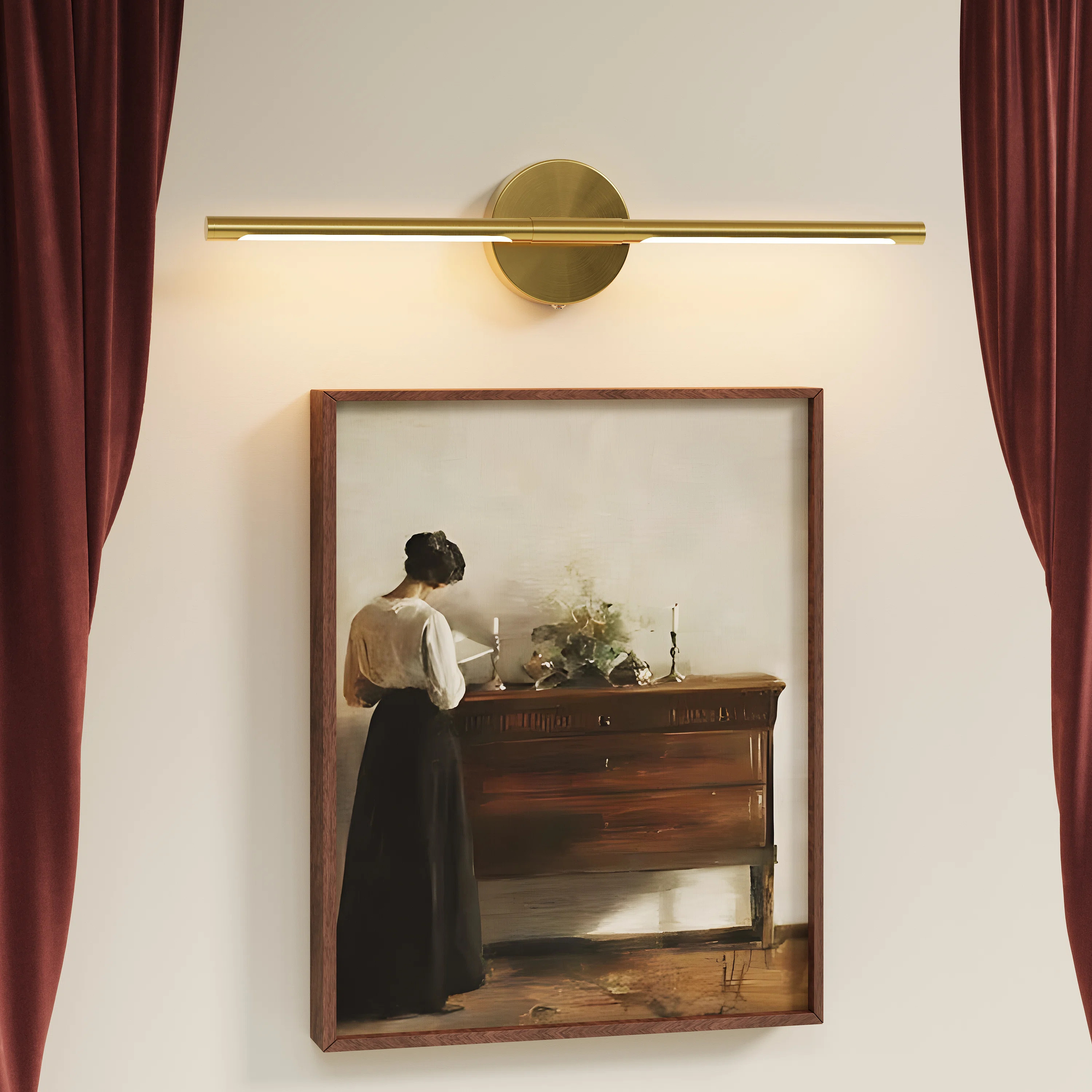 24" Battery Operated LED Picture Light With Remote Control, Brushed Gold | Wayfair North America