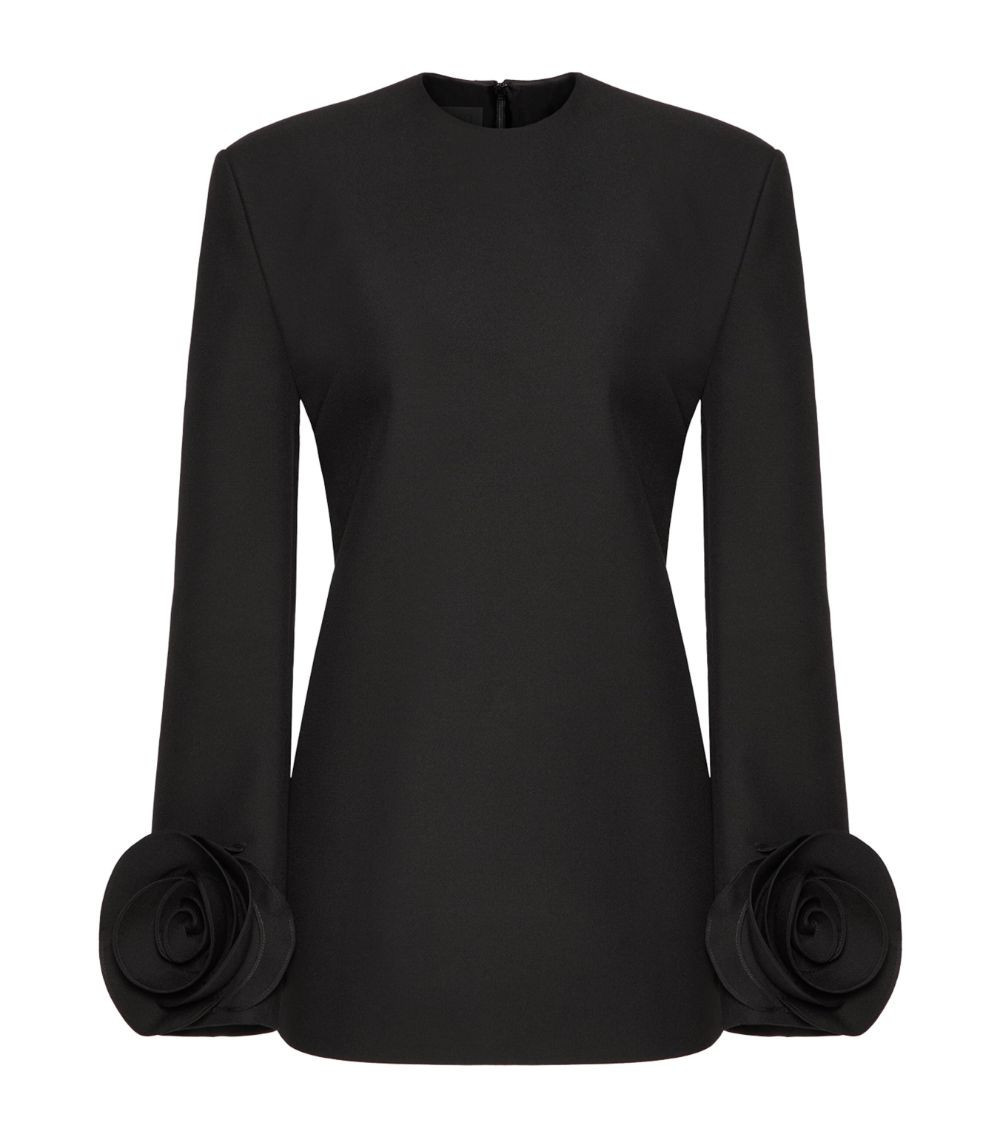 Virgin Wool-Silk Flower-Cuff Mini Dress | Harrods