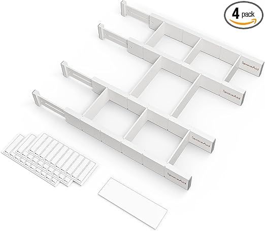 SpaceAid Bamboo Drawer Dividers with Inserts and Labels, Kitchen Adjustable Drawer Organizers, Ex... | Amazon (US)