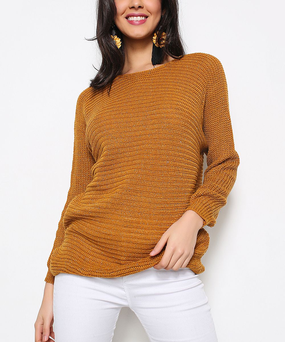 Mustard Thread Wool-Blend Scoop Neck Sweater - Women | Zulily