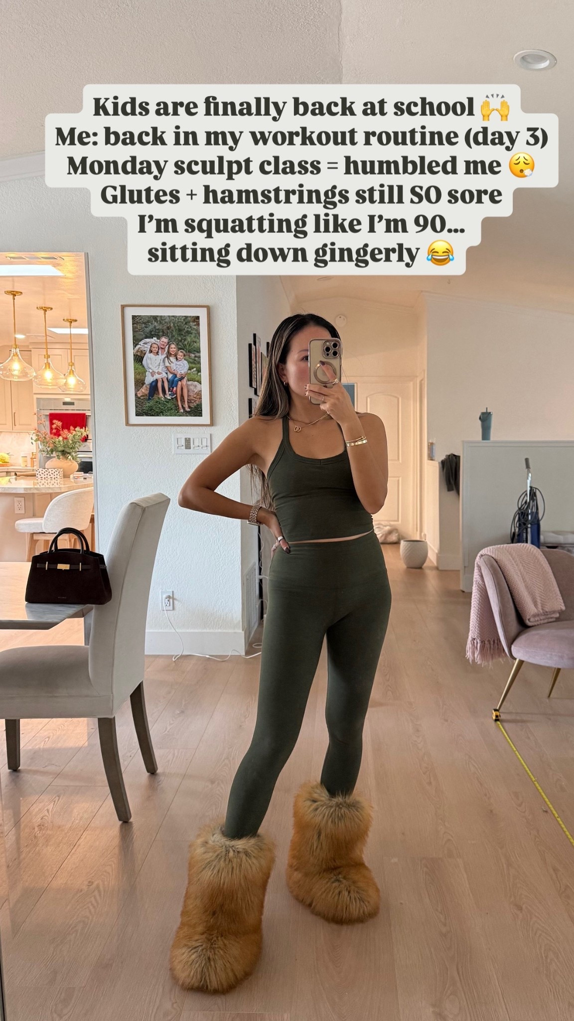 This beyond yoga set become one of my favorite, it feel like butter. 

Kids are finally back at school 🙌
Me: back in my workout routine (day 3)
Monday sculpt class = humbled me 😮‍💨
Glutes + hamstrings still SO sore
I’m squatting like I’m 90… sitting down gingerly 😂. 


#LTKdayinmylife #LTKfitnessgoals #LTKmomlife