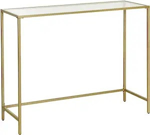 VASAGLE 39.4” Console Table, Tempered Glass Sofa Table, Modern Entryway Table, Metal Frame, Eas... | Amazon (US)