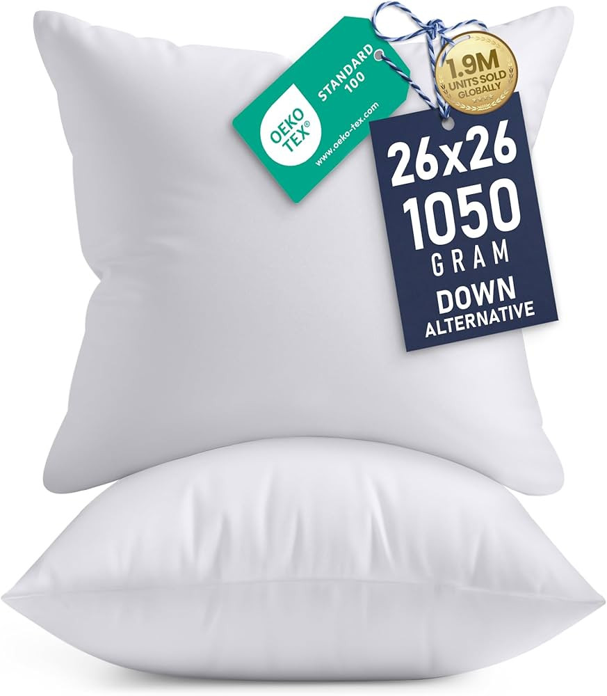 Utopia Bedding 26x26 Pillow Inserts, Set of 2, White – Indoor Decorative Throw Pillows for Bed,... | Amazon (US)