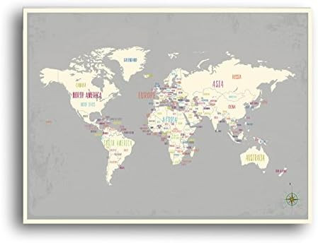 Amazon.com: World Map 24x18 Print, Kid's Wall Art World Map, Kid's Wall Art Print, Kid's Travel W... | Amazon (US)