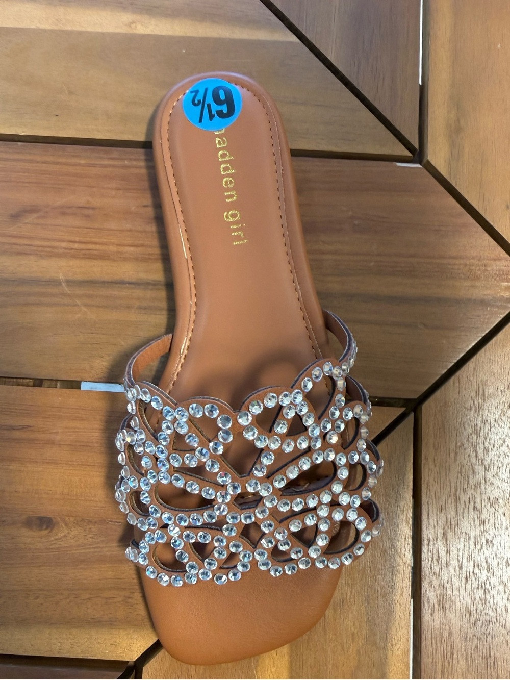 Madden Girl Brown Slide Sandal with Crystal Embellishment | Poshmark