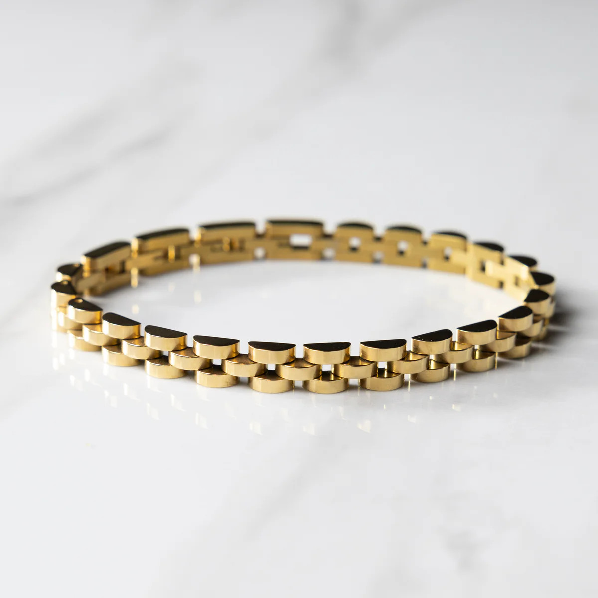 Dainty Gold Watch Band Bracelet | Modern Locke