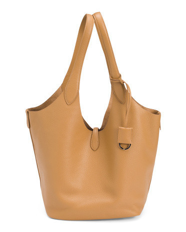 Leather Large Soft Double Handle Satchel With Tab for Women | Leather/Metal | Marshalls