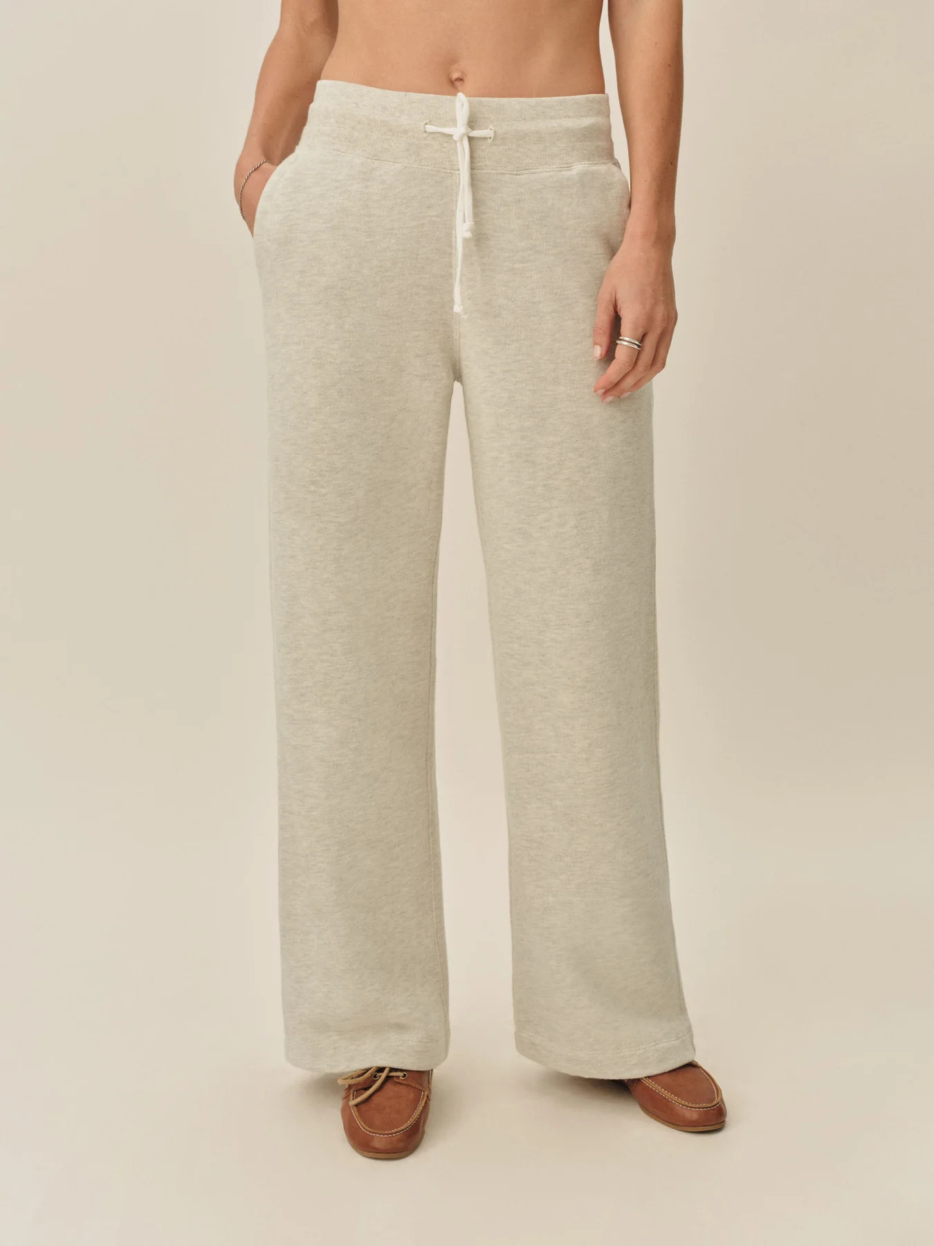 Heather Oat Vintage Interloop Wide Leg Sweatpant - Buck Mason- Modern American Classics | Buck Mason