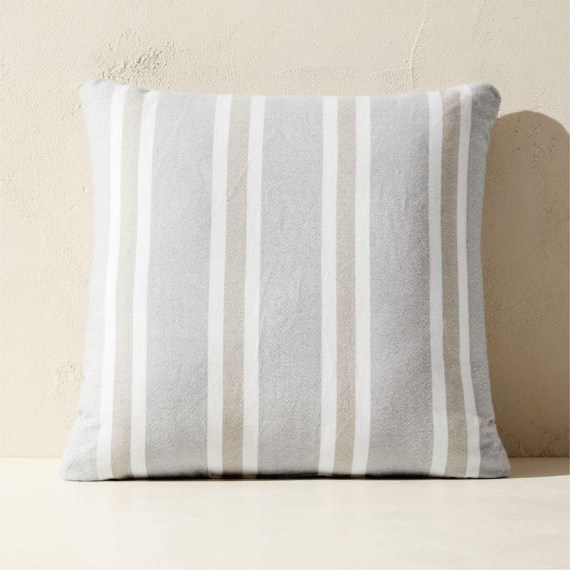 Arreti Cool Grey Striped Outdoor Throw Pillow 20"x20" + Reviews | CB2 | CB2