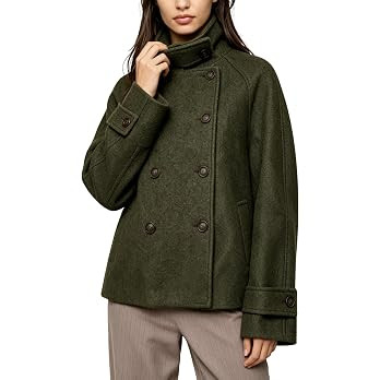 Womens Raglan Sleeve Double Breasted Funnel Neck Cuffed Sleeve Loose Cropped Wool Blend Fall Wint... | Amazon (US)