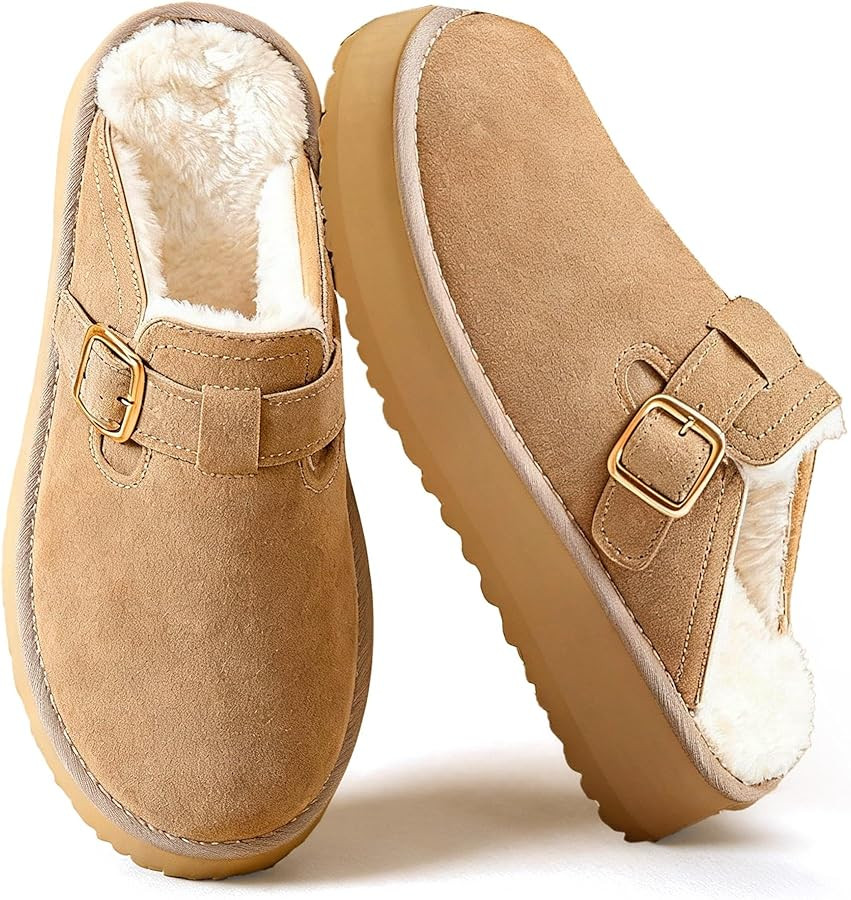 Mishansha Fuzzy Platform Slippers for Women Winter Faux Suede Warm Slippers Cozy House Shoes Outd... | Amazon (US)