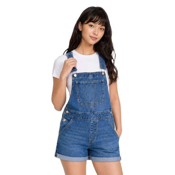 No Boundaries Denim Shortalls, 3" Inseam, Women's Sizes XXS-XXL | Walmart (US)