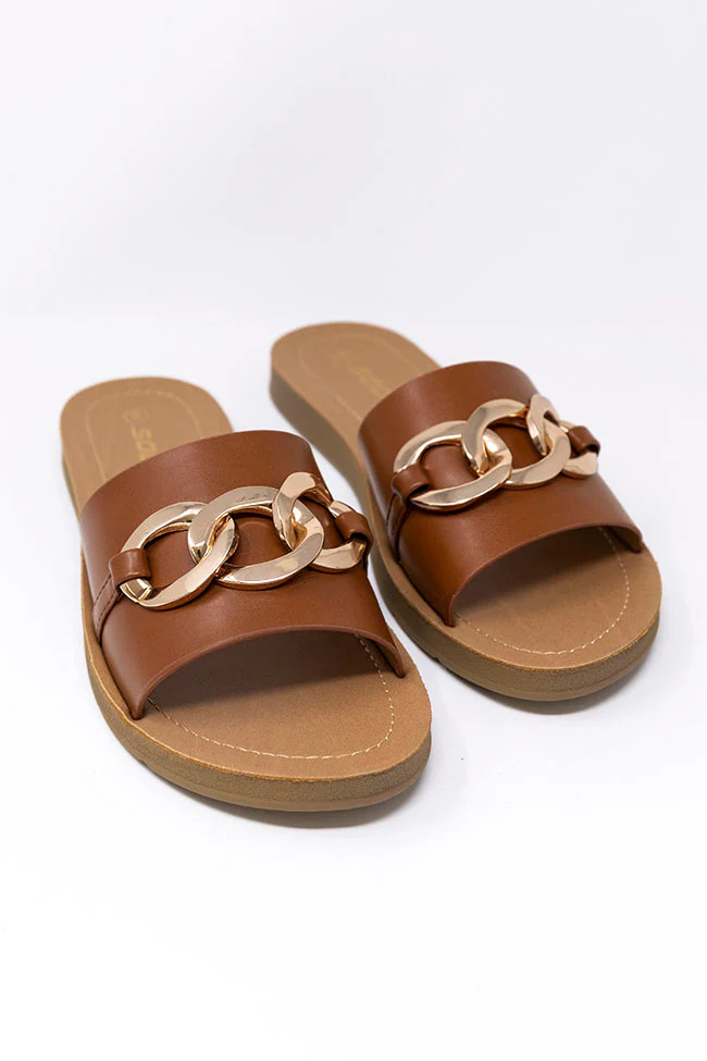 Bree Tan Chain Sandals | Pink Lily