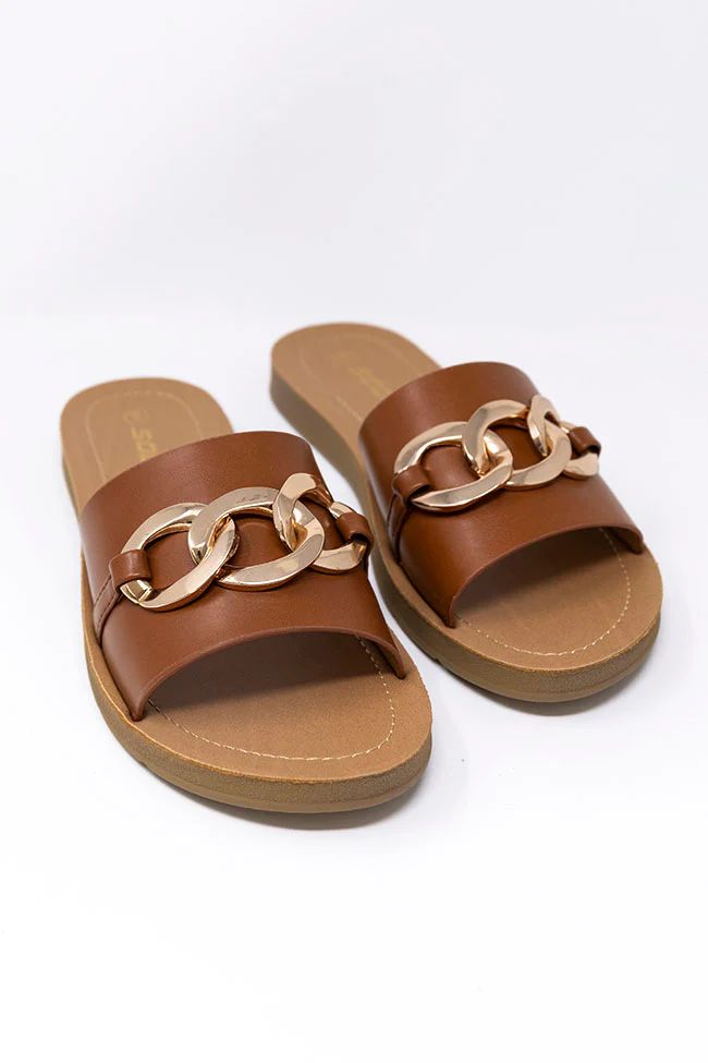 Bree Tan Chain Sandals | The Pink Lily Boutique