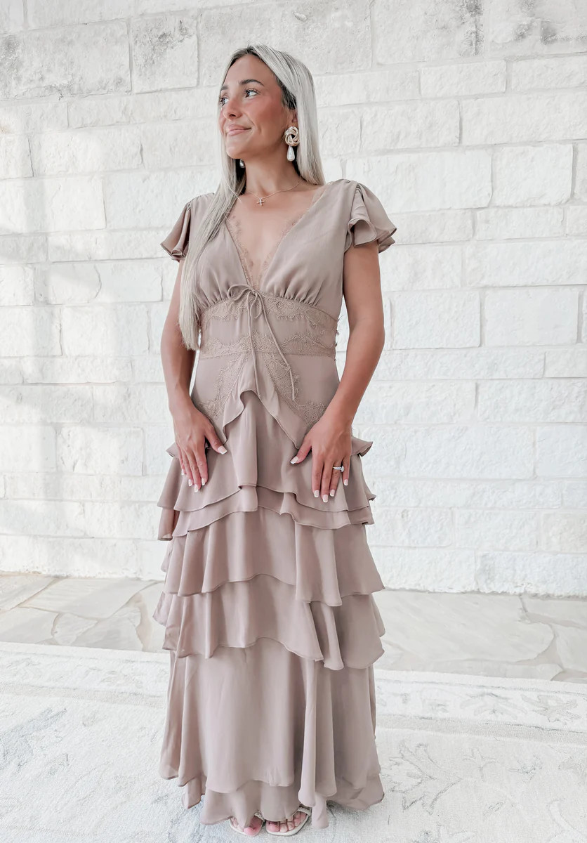 Dream Bigger Mocha Ruffled Maxi | CK Squared Boutique