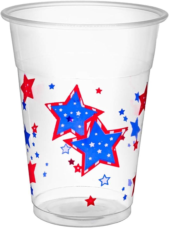 Party Essentials Soft Plastic 16-Ounce Printed Party Cups, Patriotic Stars, 60-Count | Amazon (US)