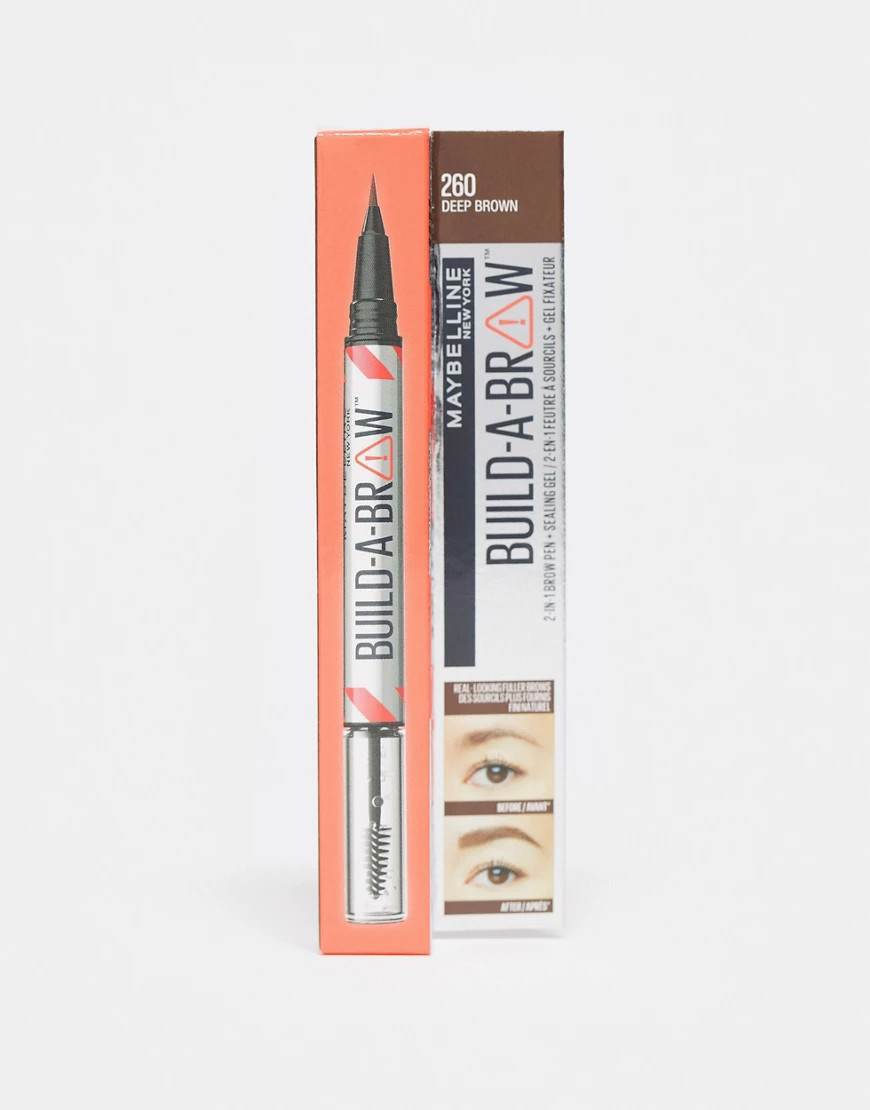 Maybelline Build-A-Brow, 2 easy steps Eye Brow Pencil and Gel, Deep Brown | ASOS (Global)