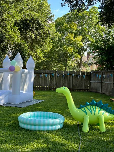 Kids pastel dino party 
Blow up bounce house and Dino sprinkler 

#LTKParties #LTKKids #LTKFamily
