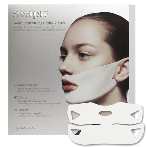 AVAJAR Chin Lifting Mask, Premium V Line Lifting Mask Anti-aging Collagen Face Mask for Women Jawline Shaper Double Chin Mask with Hyaluronic Acid, Rejubebe™ and Centella asiatica (5PCS) | Amazon (US)