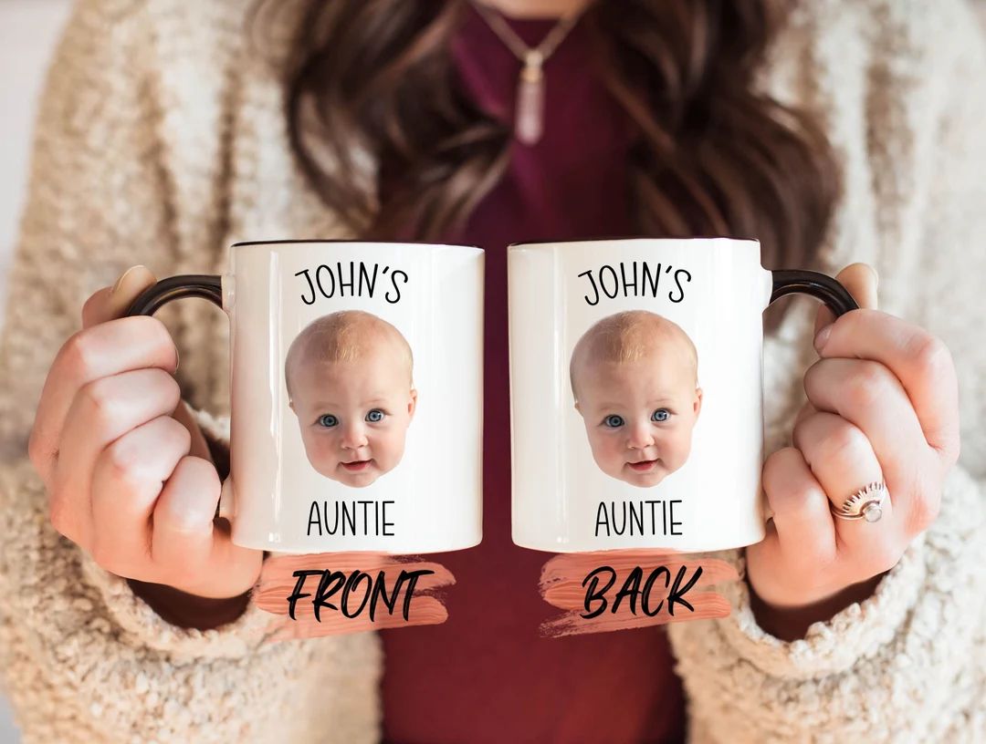 Aunt Gift Mug, Personalized Baby Face Photo Mug For Auntie Birthday Gift, Auntie Mug, Baby Mug, C... | Etsy (US)