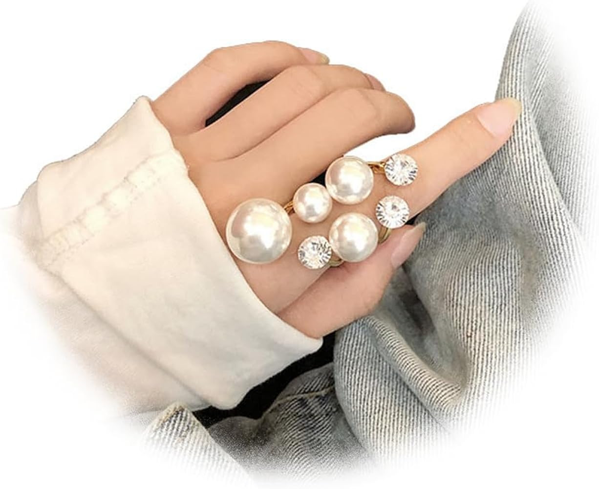 Stacking Promise Pearl Rings Adjustable Open Pearl Finger Ring Vintage Pearl Ring Trendy Personal... | Amazon (US)