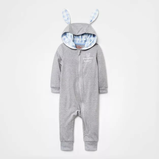 Baby Boys' Bunny Hooded Romper - Cat & Jack™ Gray | Target