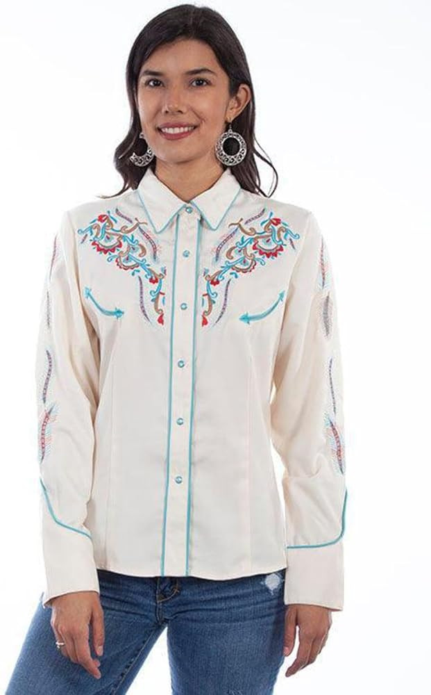 Scully Black Denim Embroidered snap Front Western Shirt PL878 BLK ** | Amazon (US)
