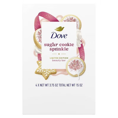 Dove Beauty Limited Edition Holiday Treat Bar Soaps - Sugar Cookie Sprinkle - 15oz/4pk | Target