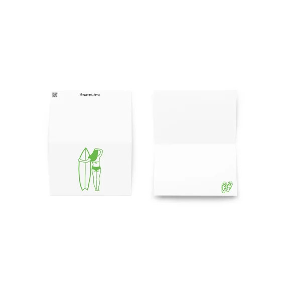 Surfer Girl With Board (Green)-  Greeting Card/ Stationary For All Occasions- Blank Card-Gifts Fo... | Etsy (US)