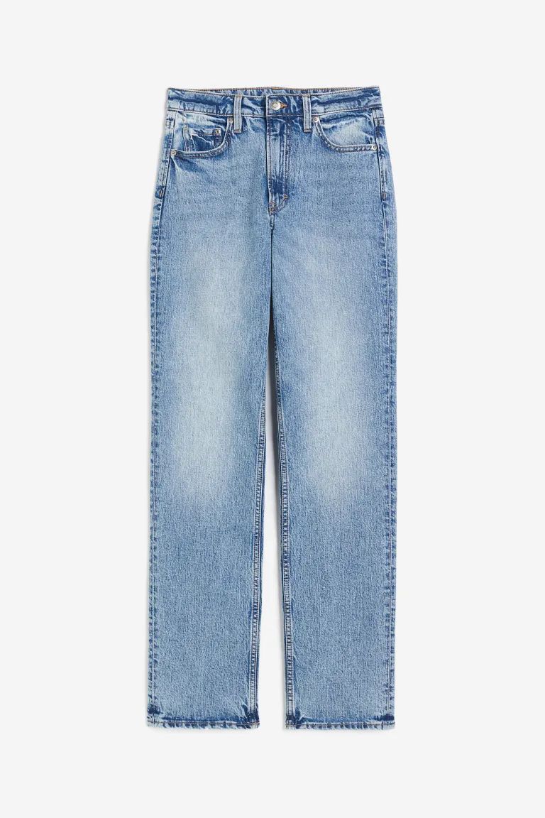 Slim Straight High Jeans - High waist - Long - Light denim blue - Ladies | H&M US | H&M (US + CA)
