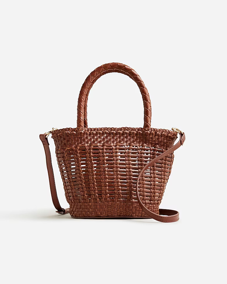 Small open-weave bag in leather | J. Crew US