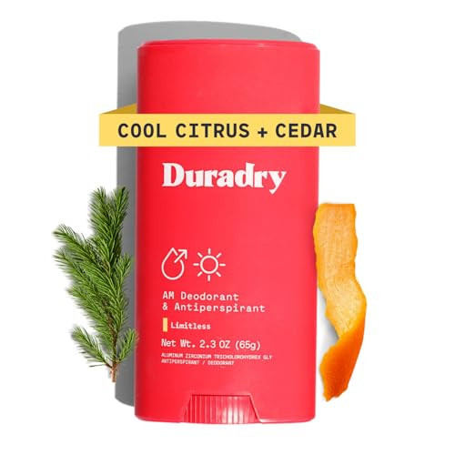 Duradry Clinical-Strength Antiperspirant Deodorant for Women and Men – Clean Formula with Natural Ingredients for Odor and Excessive Sweat Protection – (Cool Citrus + Cedar)2.3 Oz | Amazon (US)