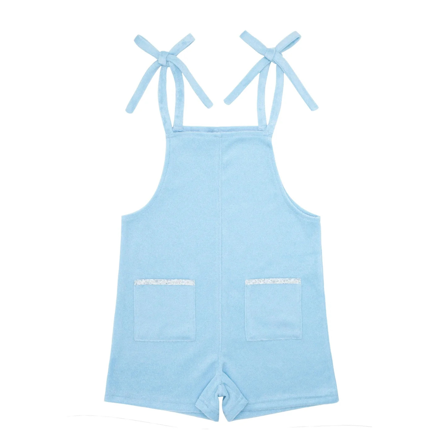 girls blue french terry romper | minnow