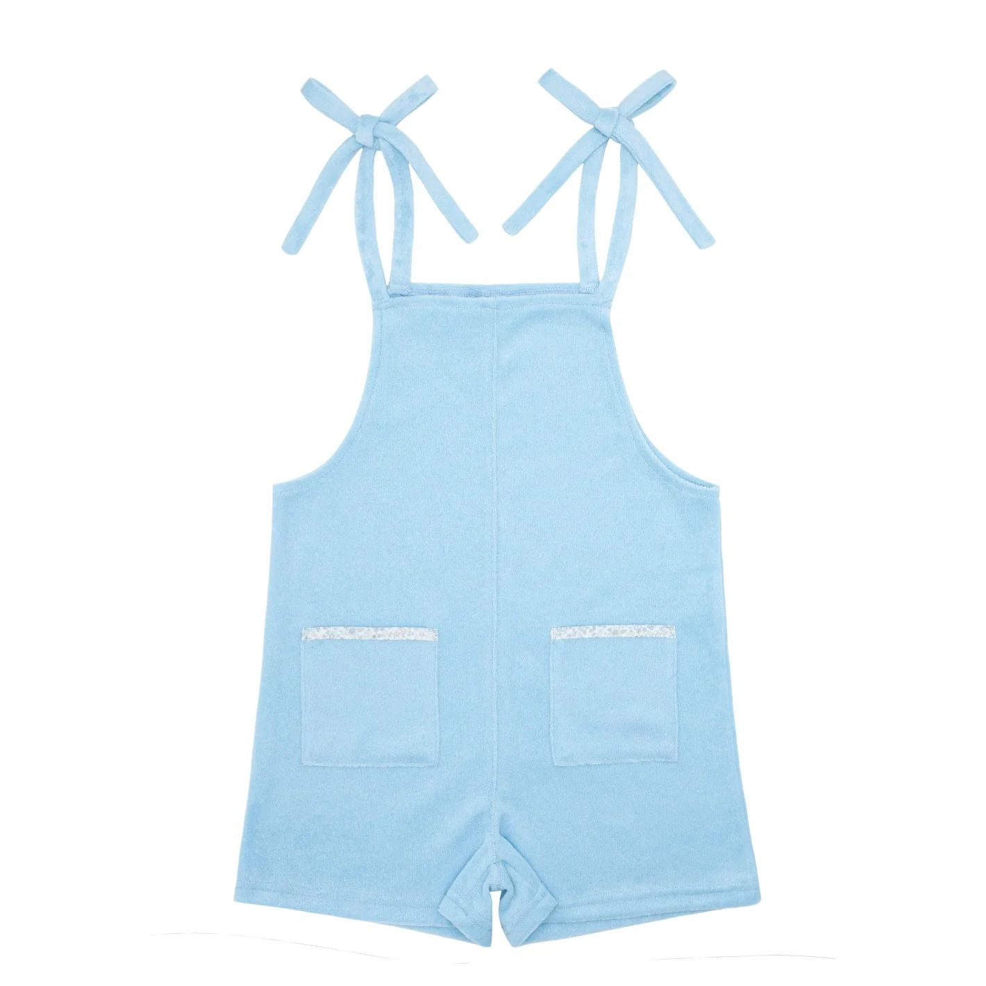 girls blue french terry romper | minnow