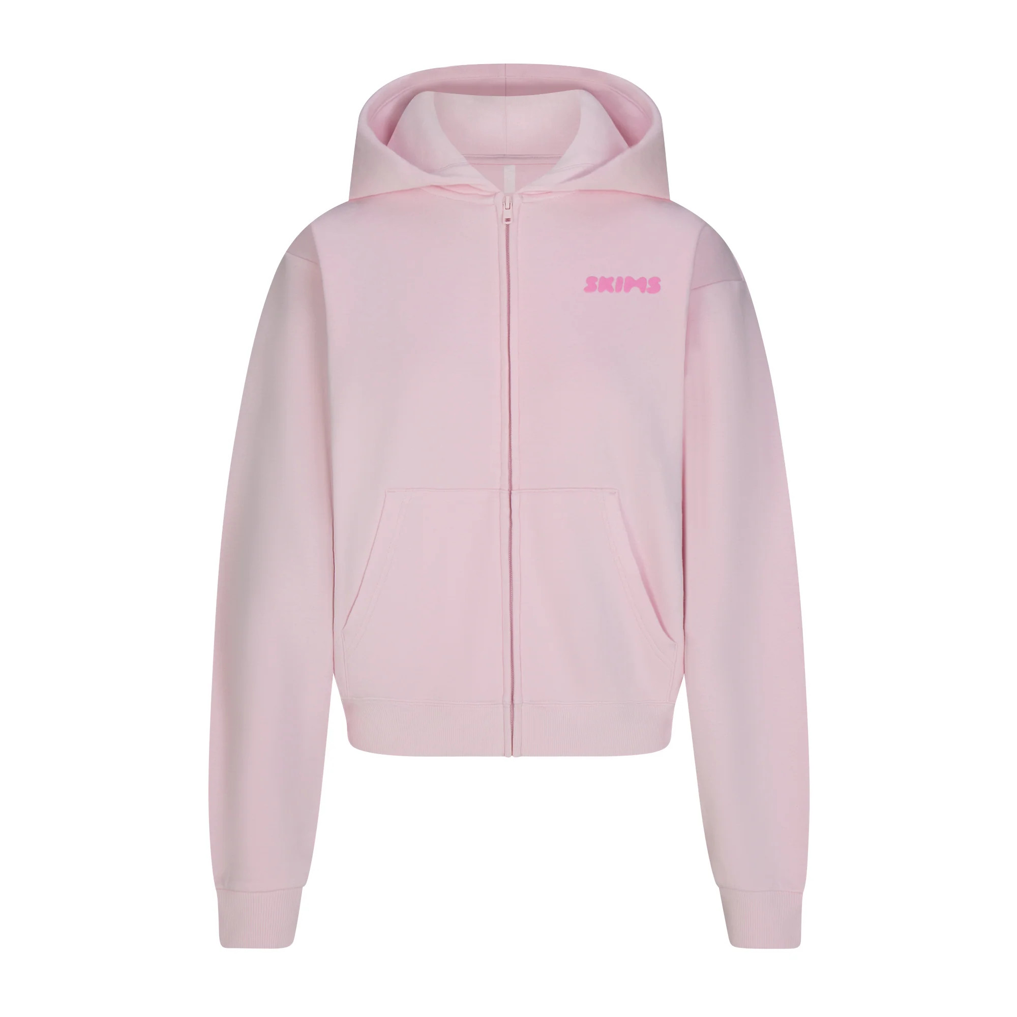 SKIMS Zip Up Hoodie With Embossed Logo | Pink | 3XL | Cotton Fleece | SKIMS (US)