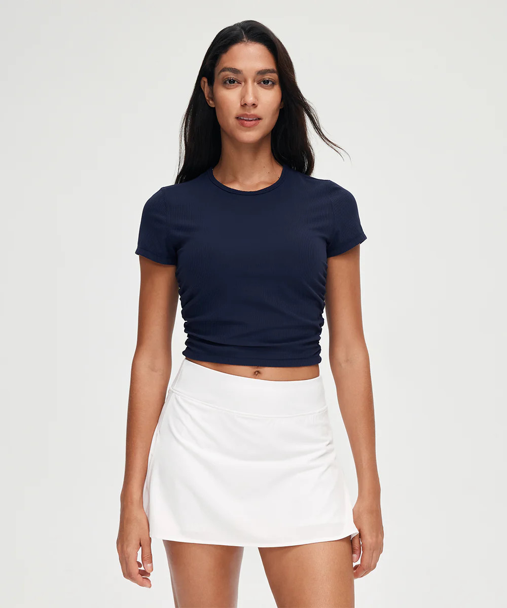 Ribbed Cinch Side Short Sleeve | ShopAthluna