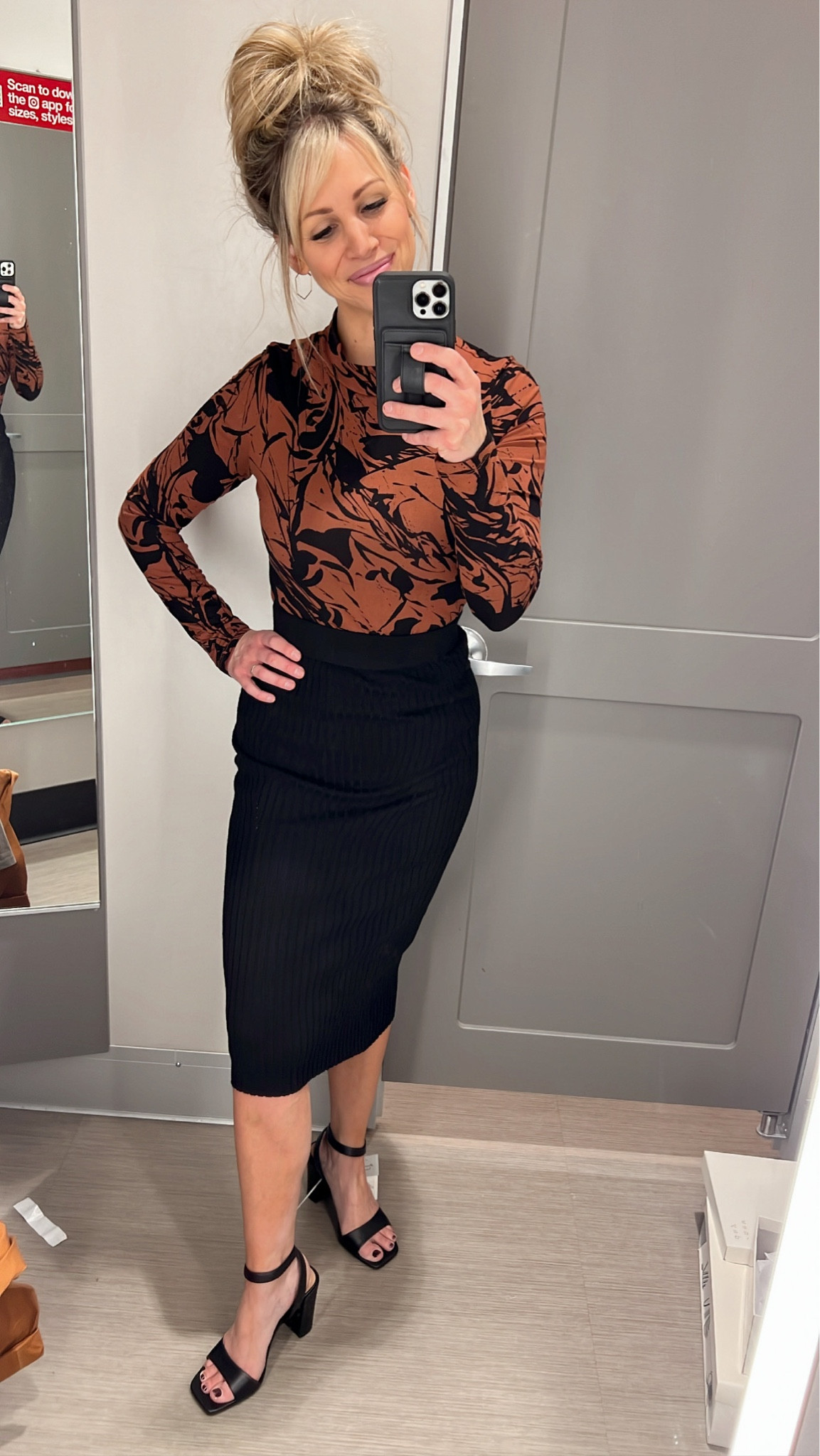 Pencil skirt, bodysuit and black heels from Target. Wearing XS in skirt (runs large and has stretch). Medium in the bodysuit, fits TTS). Shoes also fit TTS 


#LTKfit #LTKstyletip #LTKFind