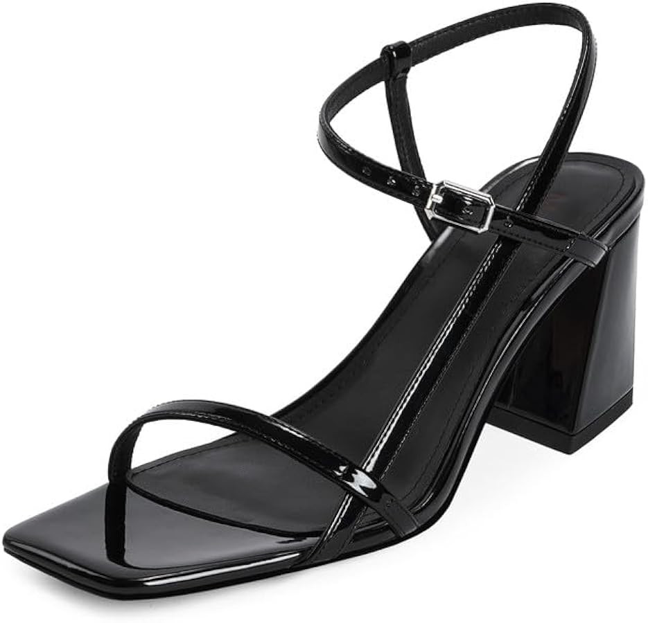 Modatope Women's Chunky Heel Square Toe Sandals - Red | Amazon (US)