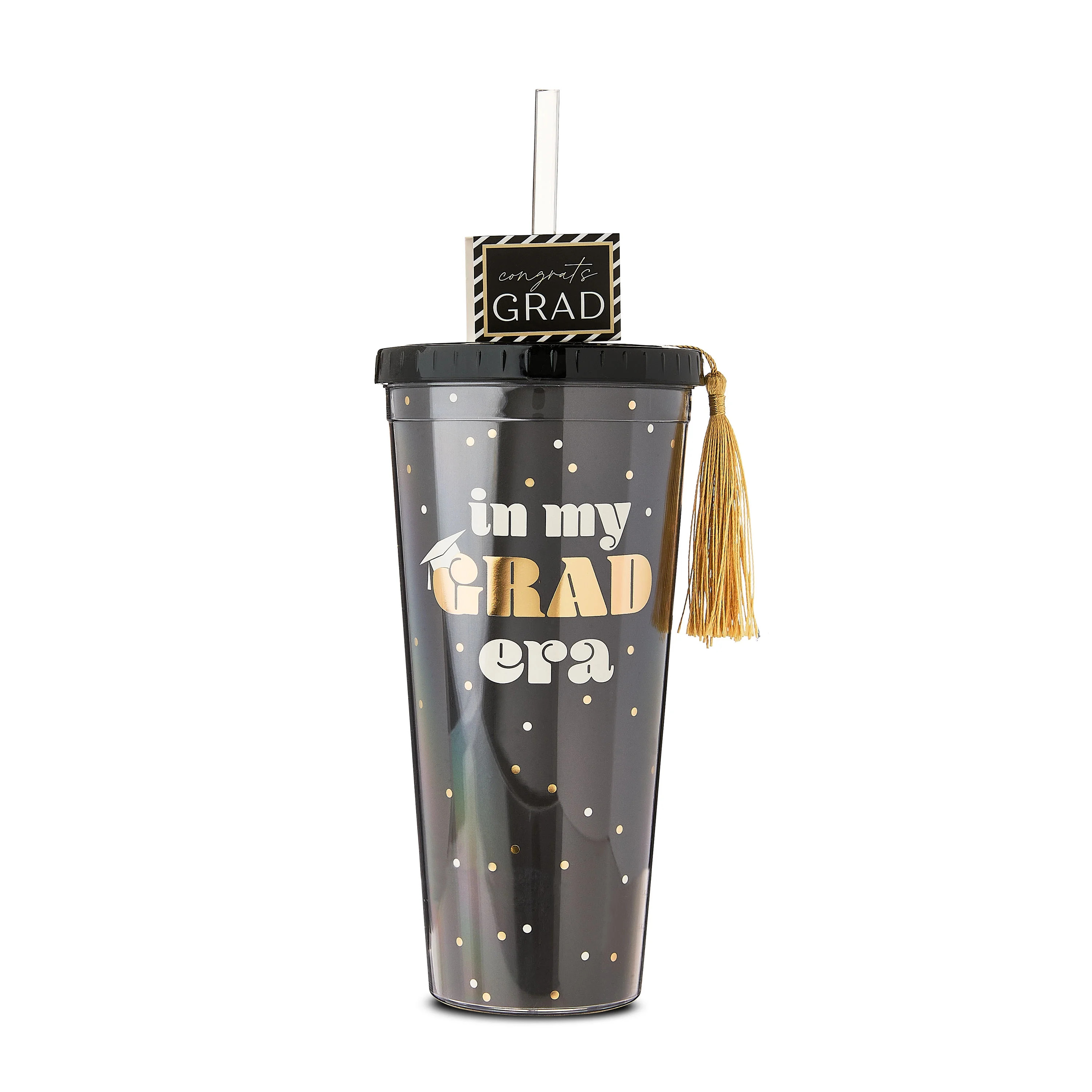 Graduation Black and Gold In My Grad Era Tumbler with Straw, 22 oz, by Way To Celebrate | Walmart (US)